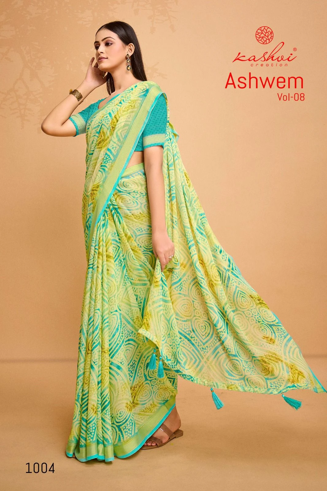 Kashvi Creation Ashwem Vol 08 Dull Moss Wholesale Fancy Sarees Catalog — Wholesale Sarees, Kashvi Creation wholesale from Surat — view 6